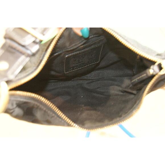 COACH SIGNATURE 11371 JACQUARD CC BLACK HOBO BAG PURSE (150 - Picture 8 of 9
